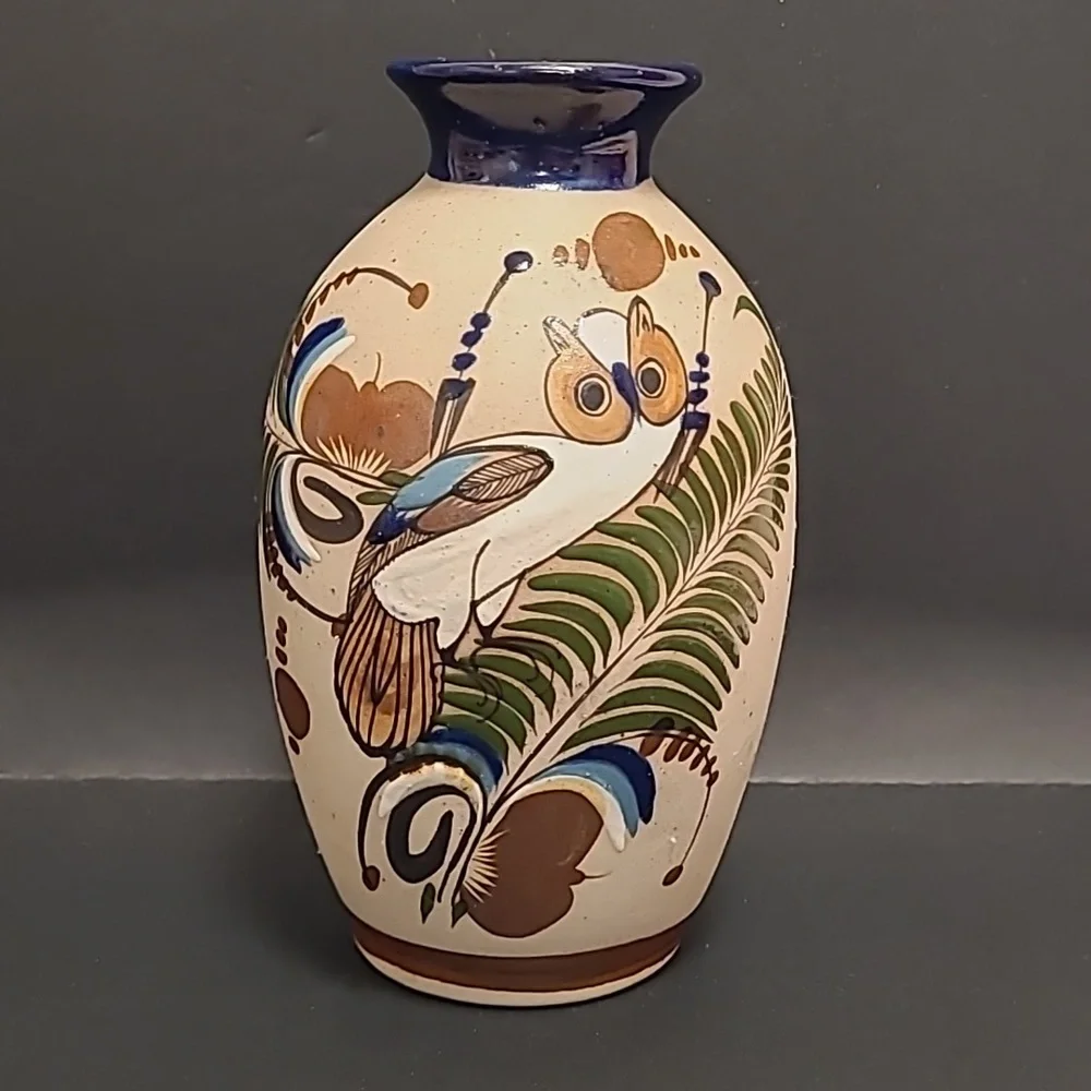 Handpainted Mexican Vase with an Adorable Owl